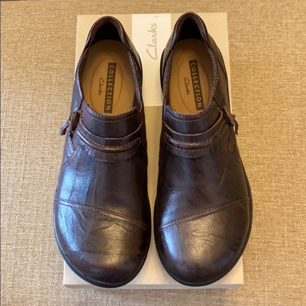 Clarks Cheyn Madi Leather Dk Brown Shoe - 6.5 NWT
